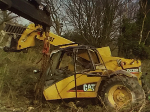 Recovery of crashed telehandler at Healey House